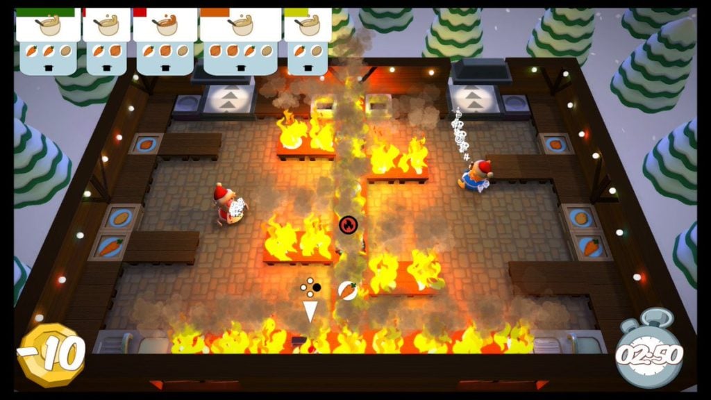 Overcooked burning kitchen