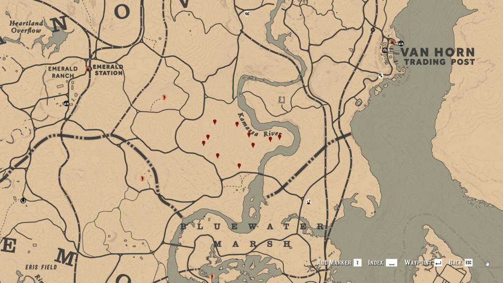 Red Dead Online American Ginseng Location Map